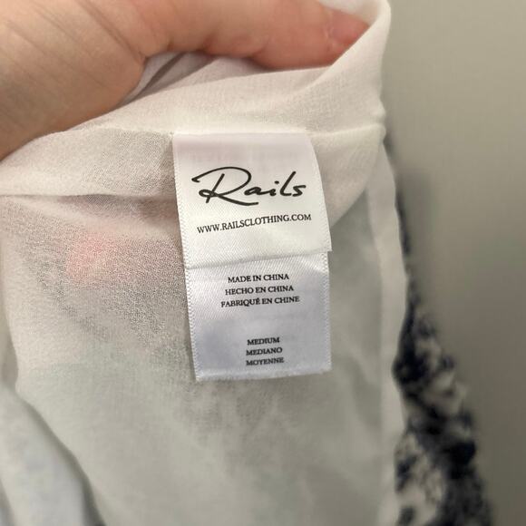 Rails Tara Navy Blue and White Lined Floral Dress Size Medium - Picture 7 of 9